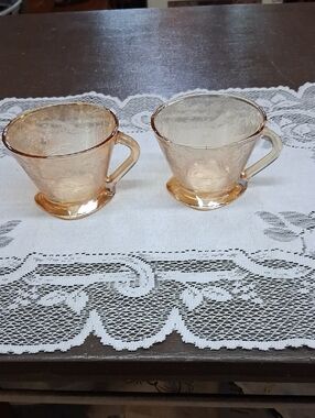 Jeanette Florigold carnival Depression glass, 2 pc bundle